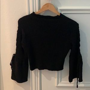Black Flare Sleeve Knit Sweater Top